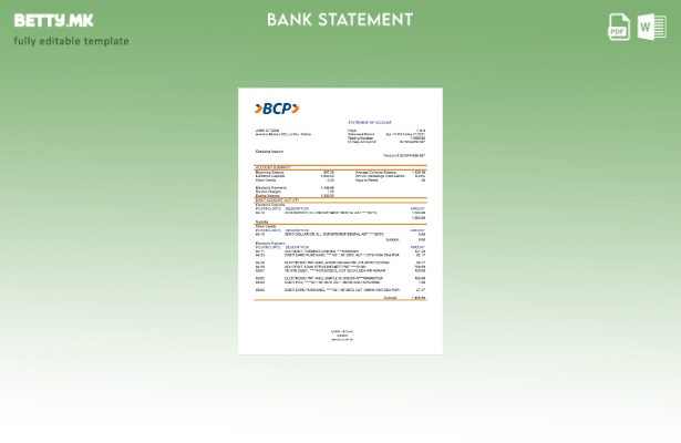 модерен стил Шаблон за изјава на Боливија банка на кредитот на Боливија